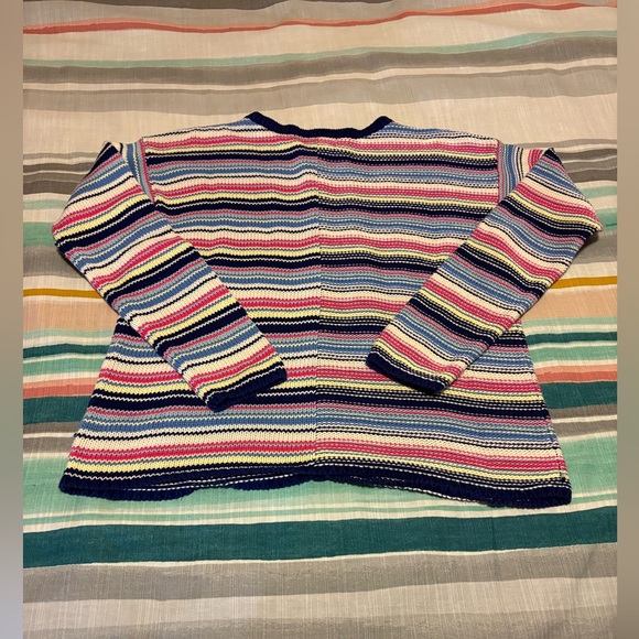 Colorful Striped Button-Up Sweater - 100% Cotton - Made in Australia - Picture 6 of 7